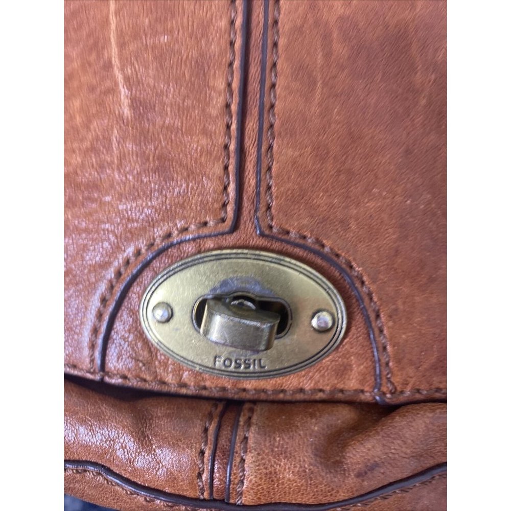 FOSSIL Brown Leather Crossbody Shoulder Bag Purse Handbag - Picture 4 of 9